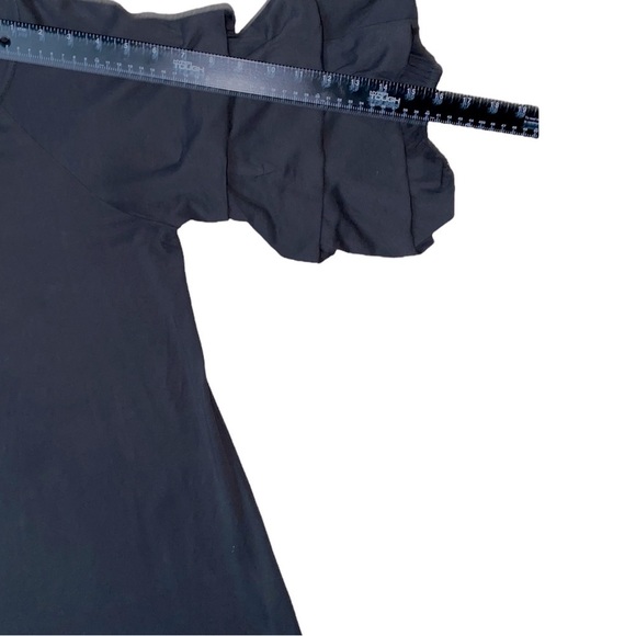 ViVi By Violet Weekend Ruffle Puff Sleeve Charcoal Black Dress 100% Cotton S - Picture 11 of 15